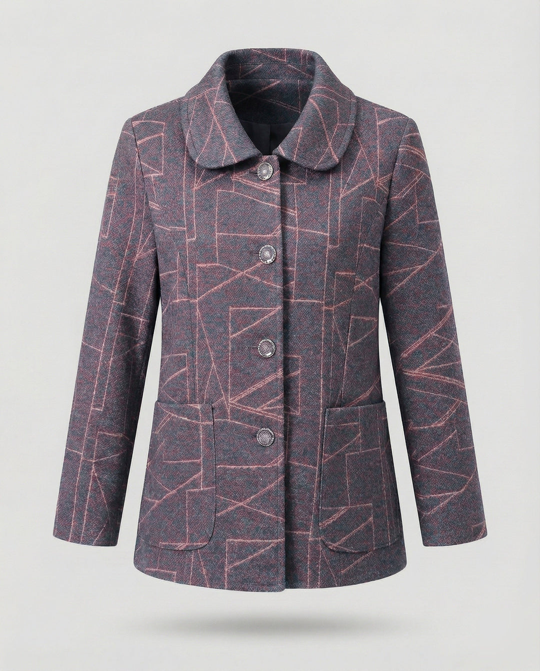 Ladies elegant geometric blend wool jacket
