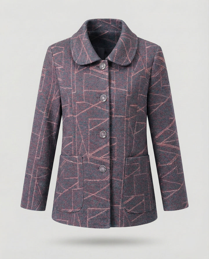Ladies elegant geometric blend wool jacket