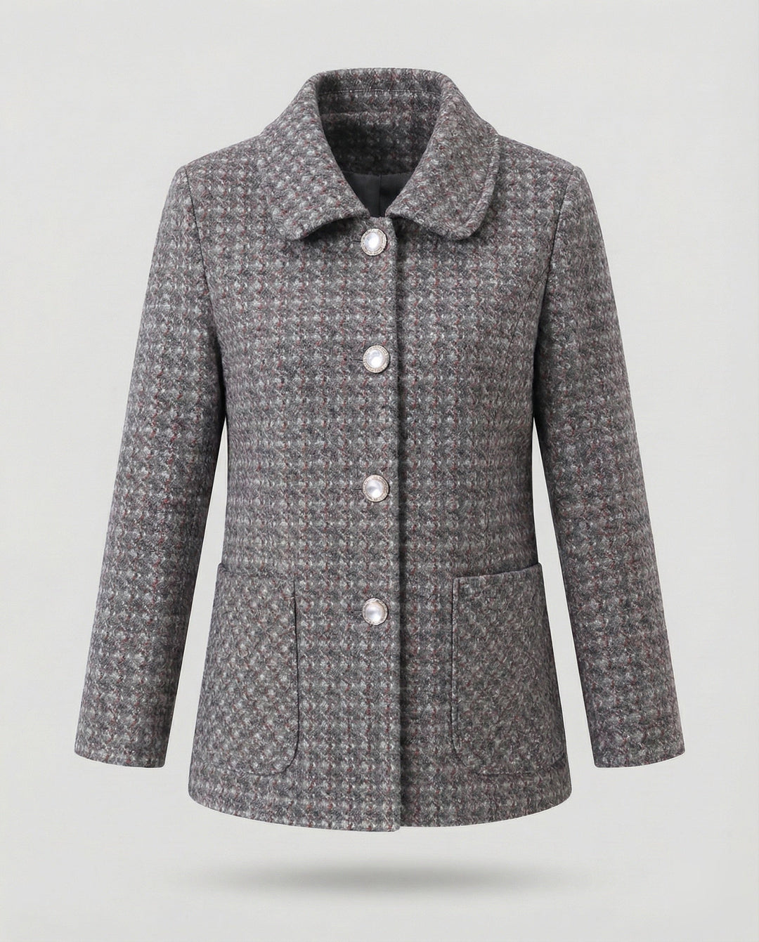 Ladies elegant geometric blend wool jacket