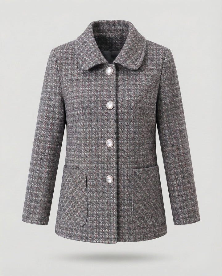 Ladies elegant geometric blend wool jacket