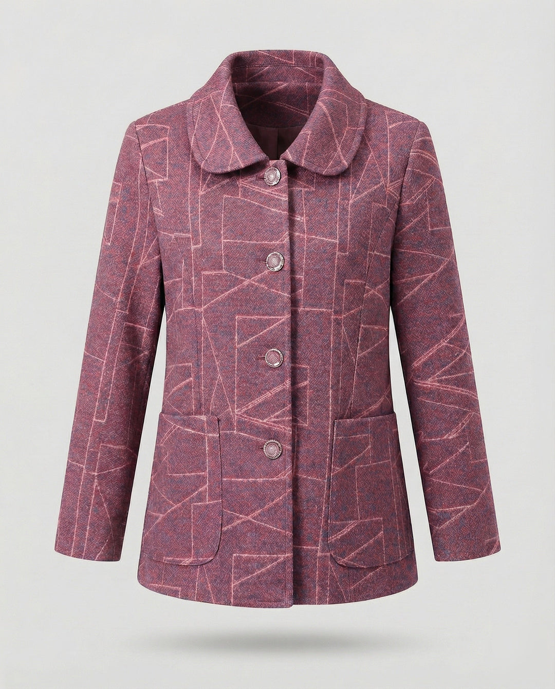 Ladies elegant geometric blend wool jacket
