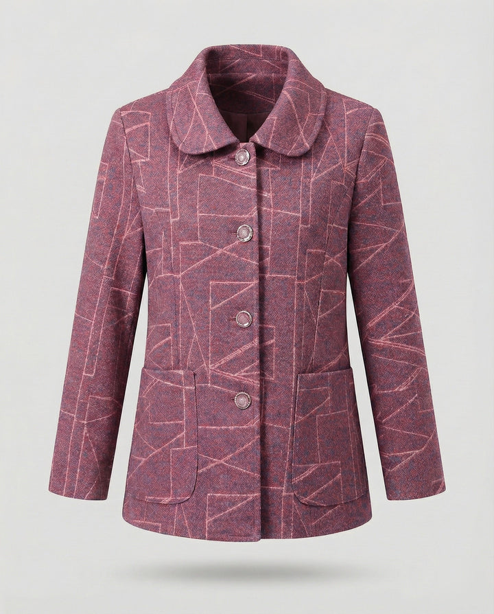 Ladies elegant geometric blend wool jacket