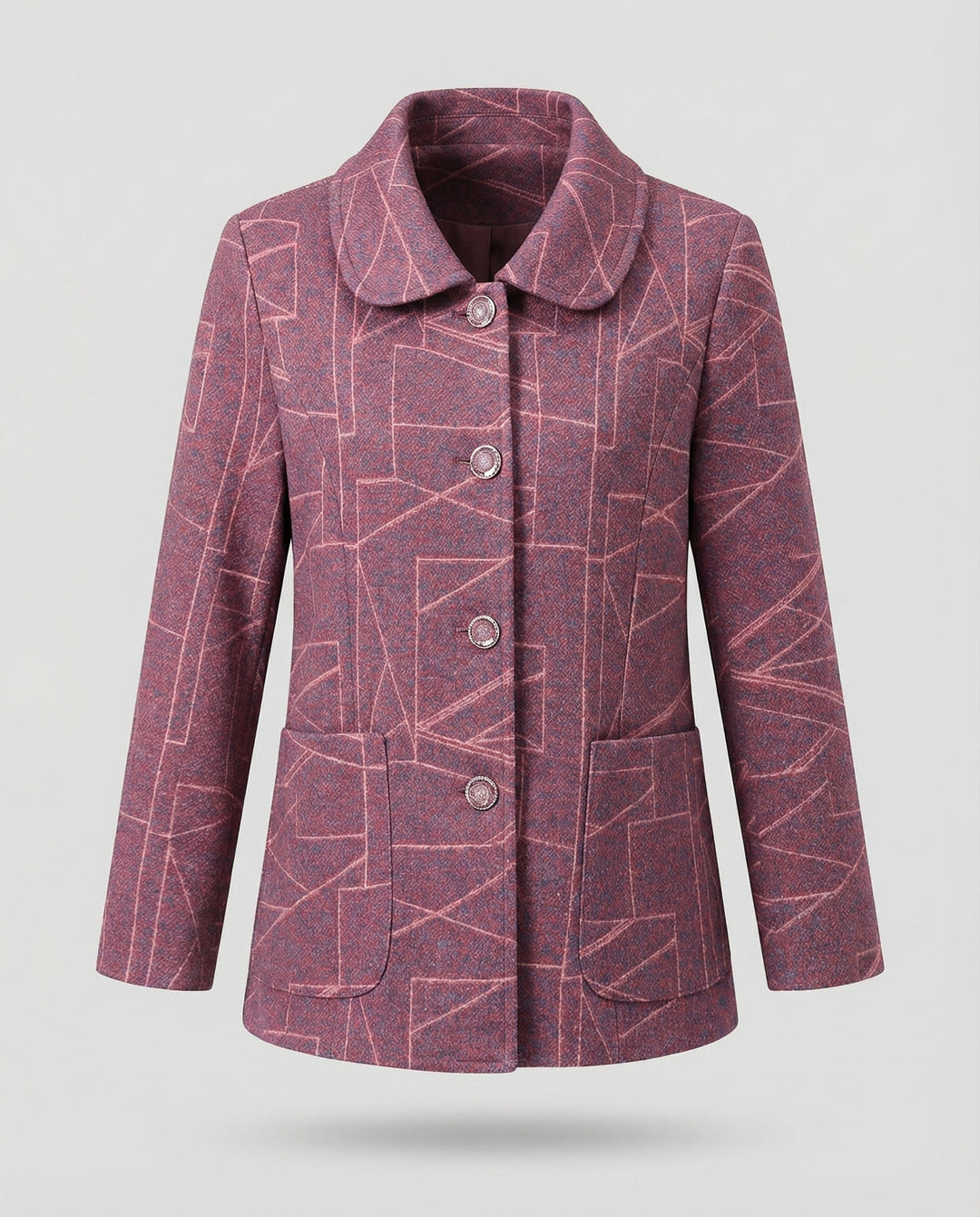 Ladies elegant geometric blend wool jacket
