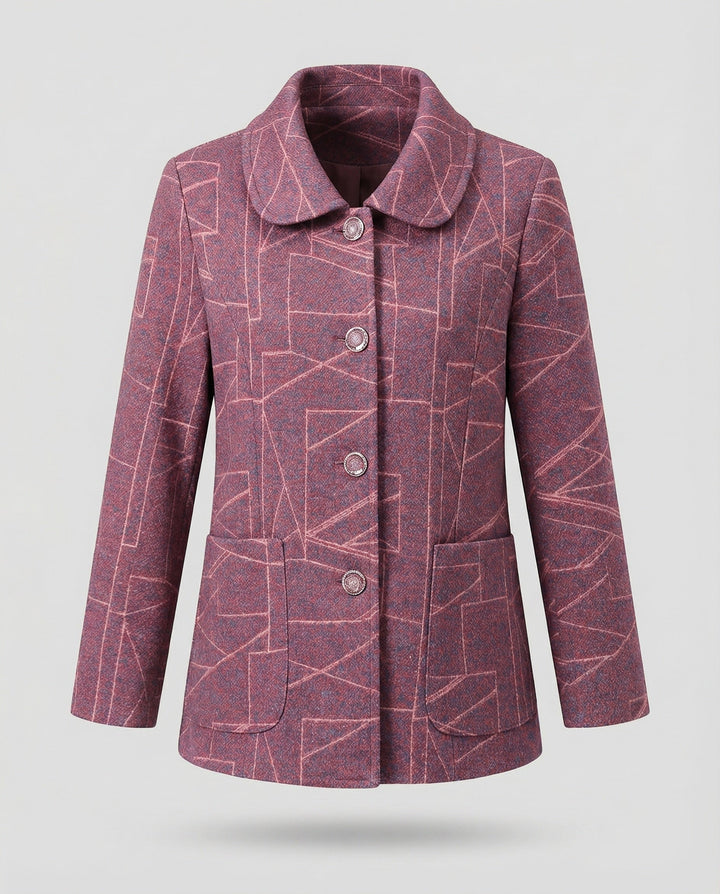 Ladies elegant geometric blend wool jacket