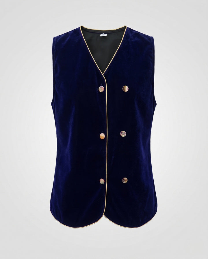 Women Elegant Velvet Vest with Button Details