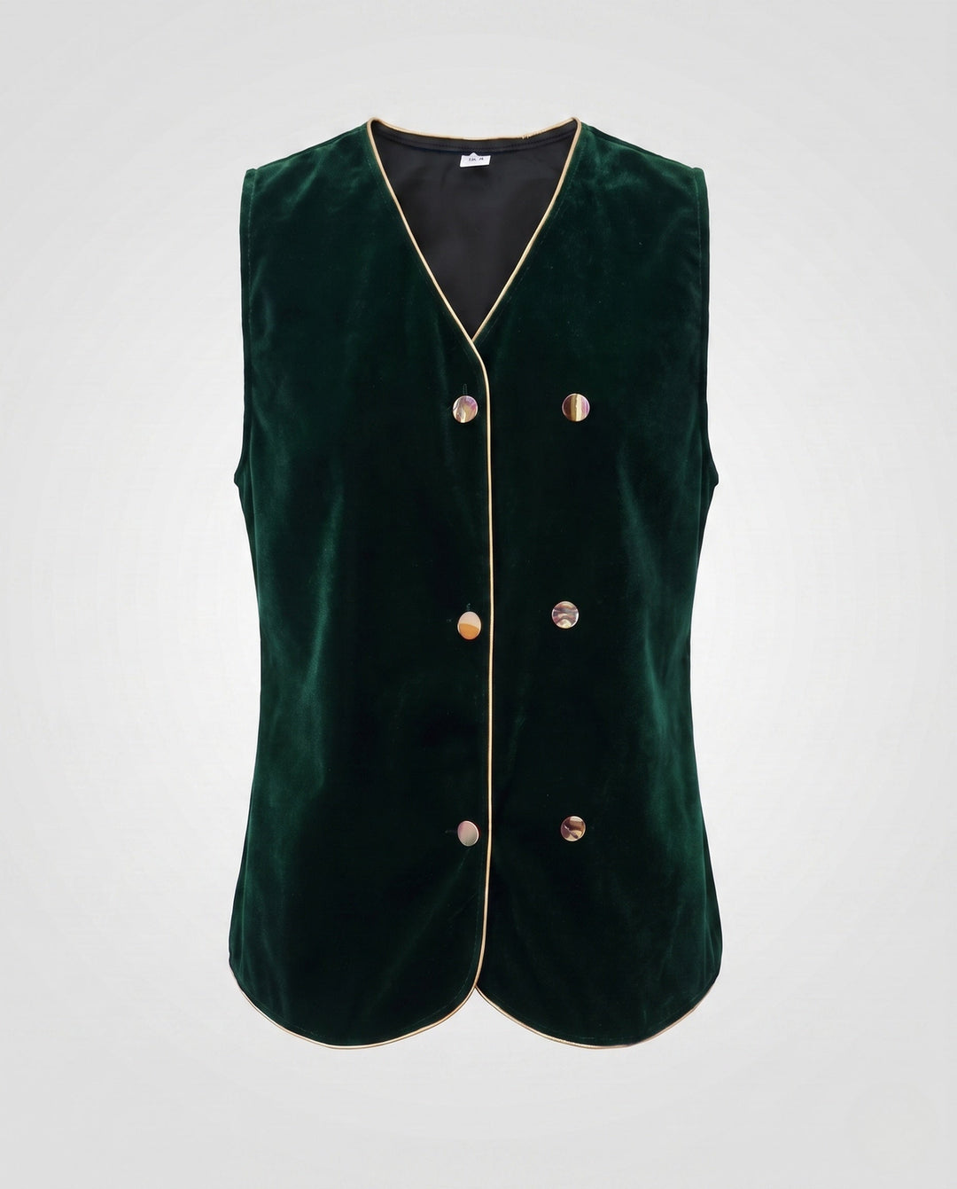 Women Elegant Velvet Vest with Button Details