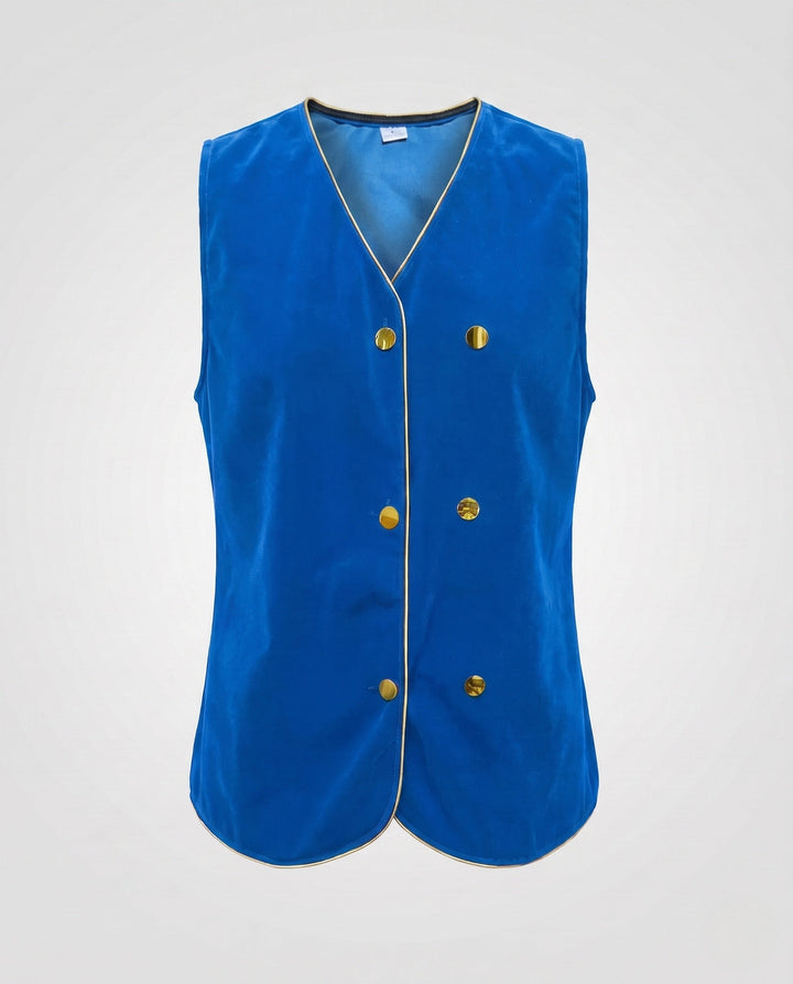 Women Elegant Velvet Vest with Button Details