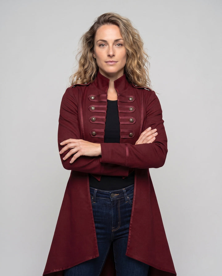 Women Elegant Asymmetrical Padded Jacket with Fashionable Button Details