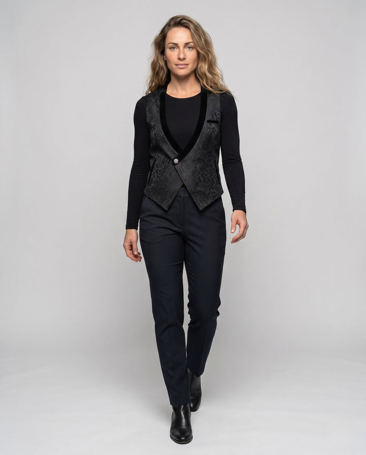 Women elegant round collar vest