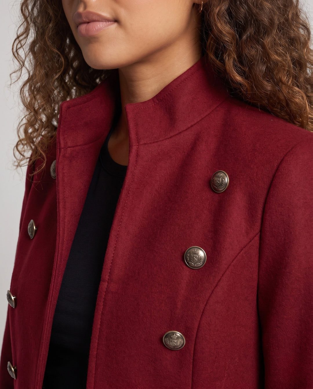 Ladies Elegant Long Padded Coat with Elaborate Buttons