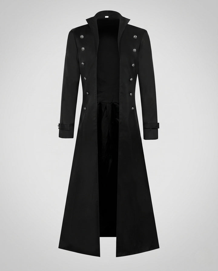 Ladies Elegant Long Padded Coat with Elaborate Buttons