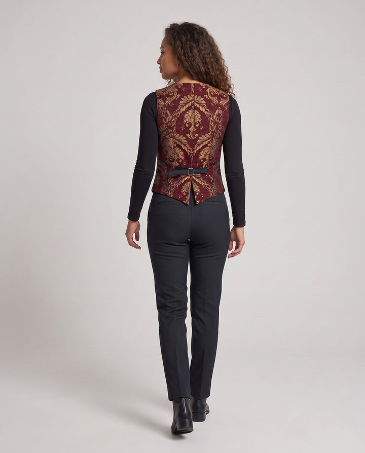 Ladies elegant, patterned vest with exquisite buttons