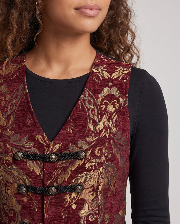 Ladies elegant, patterned vest with exquisite buttons