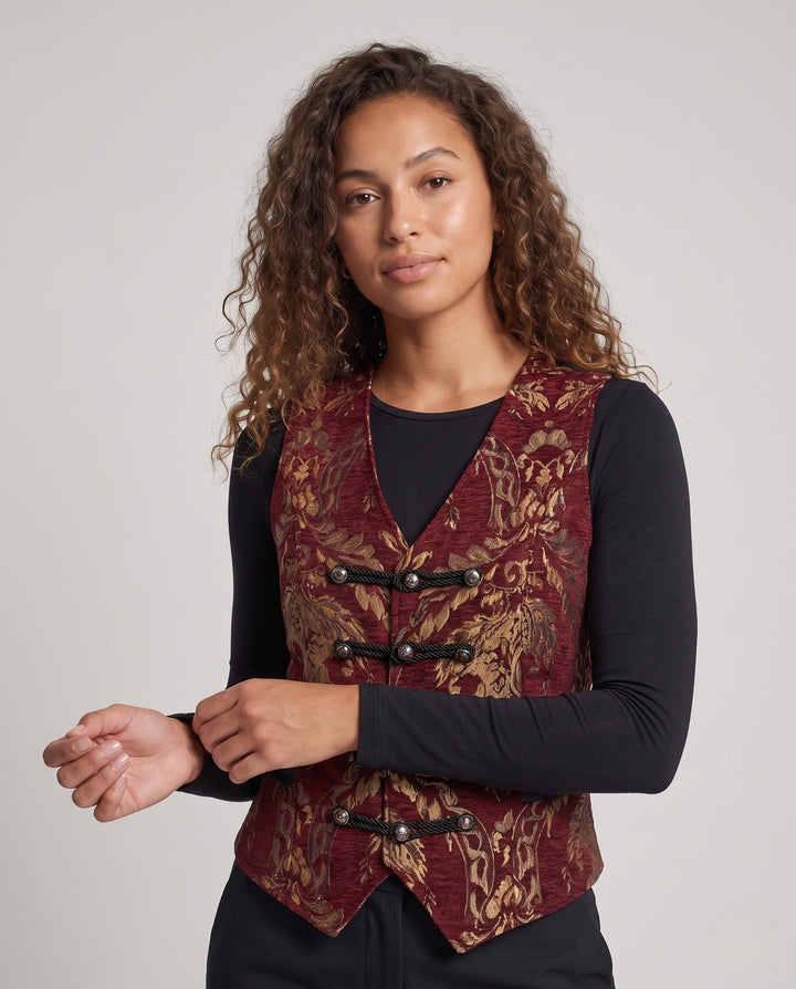 Ladies elegant, patterned vest with exquisite buttons