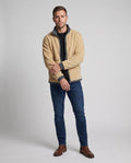 Men's thermo jacket fleece with Sherpa lining, high collar and concealed zip pockets
