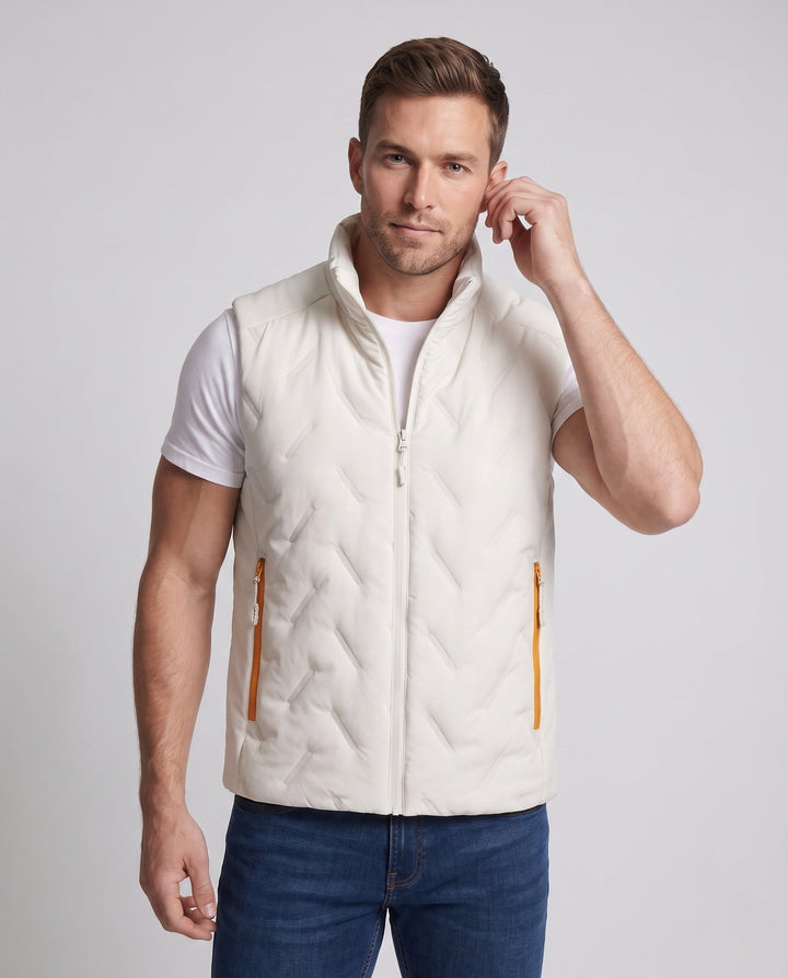 Unisex Lightweight Quilted Insulation Vest with Stand-up Collar and Contrast Pockets