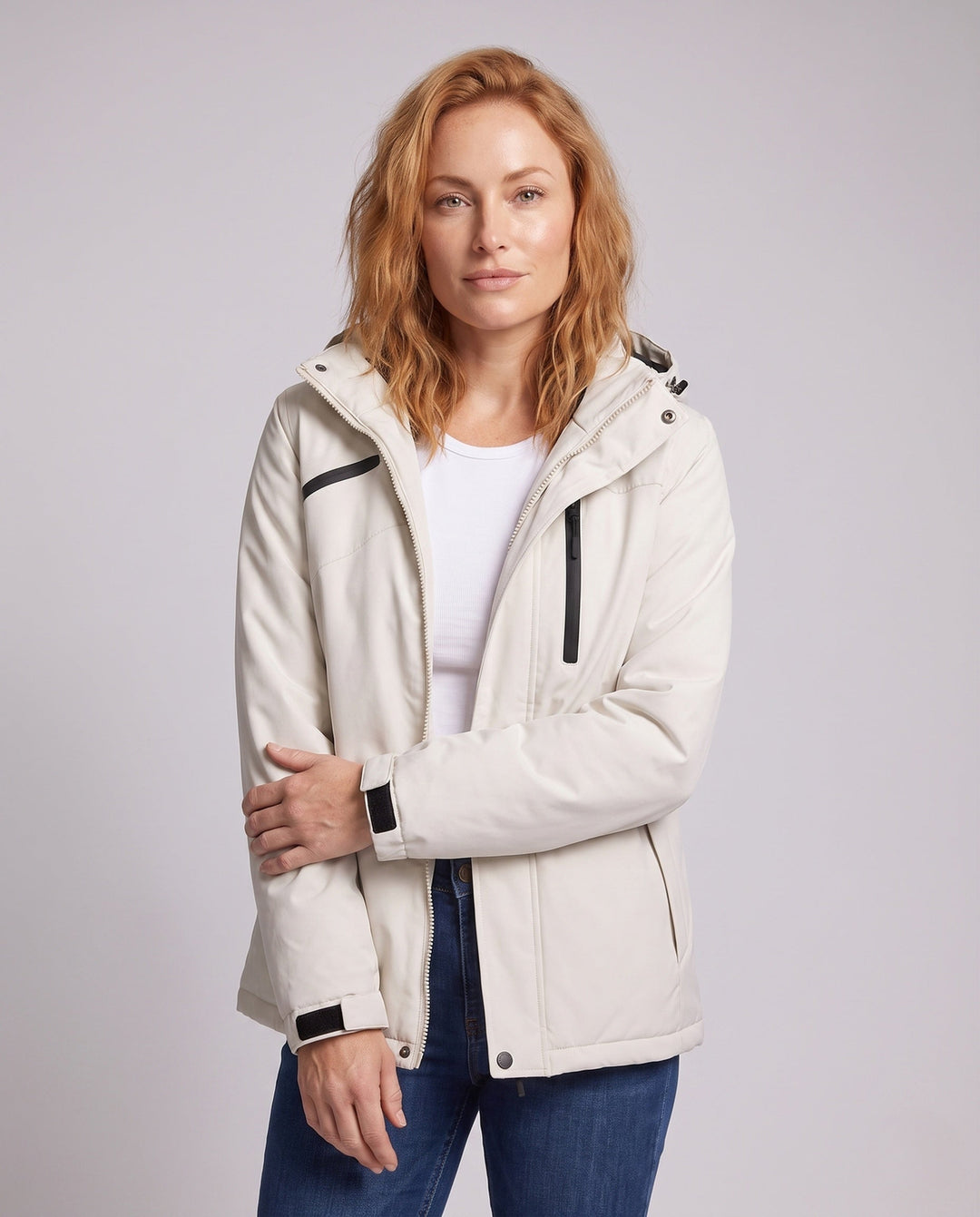 Women Versatile Hooded Parka with Warming Fleece Lining and Water-Repellent Surface