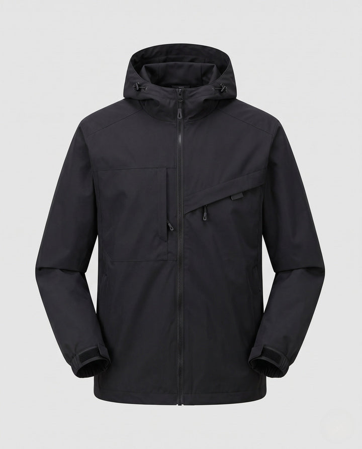 Unisex Waterproof Outdoor Jacket with Adjustable Hood