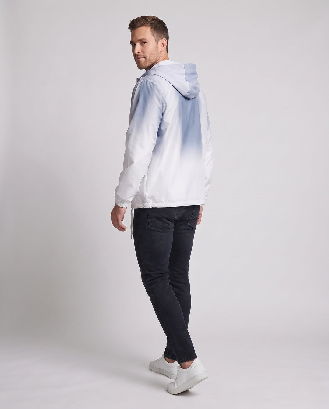 Unisex Gradient Lightweight Windbreaker with Hood, Drawstring &amp; Full Zip
