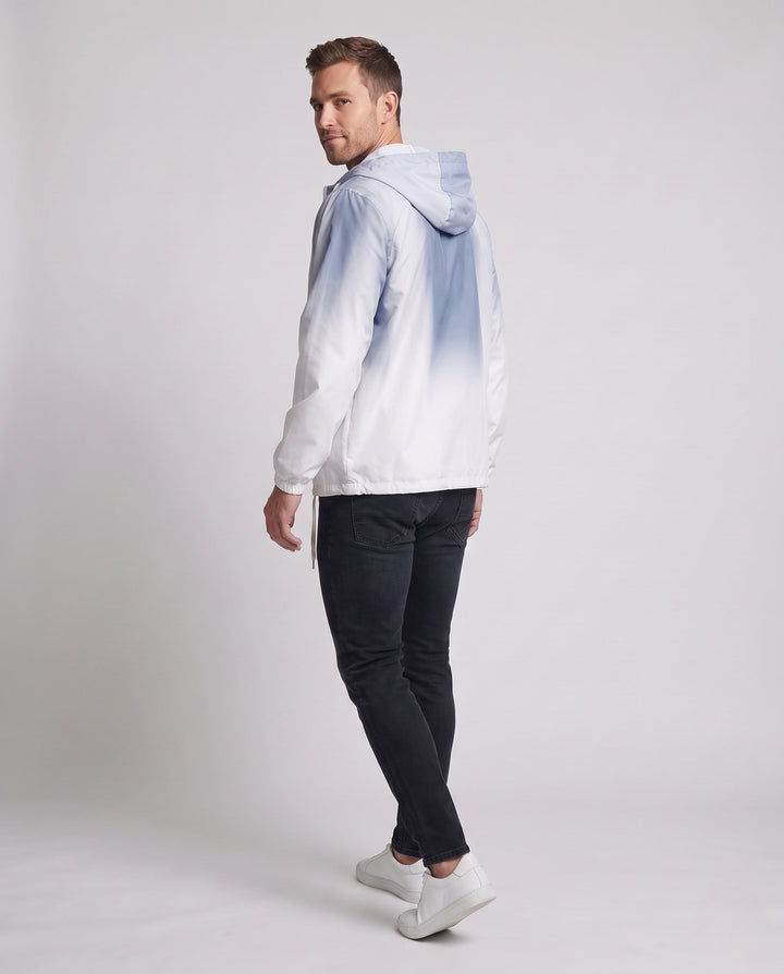 Unisex Gradient Lightweight Windbreaker with Hood, Drawstring &amp; Full Zip