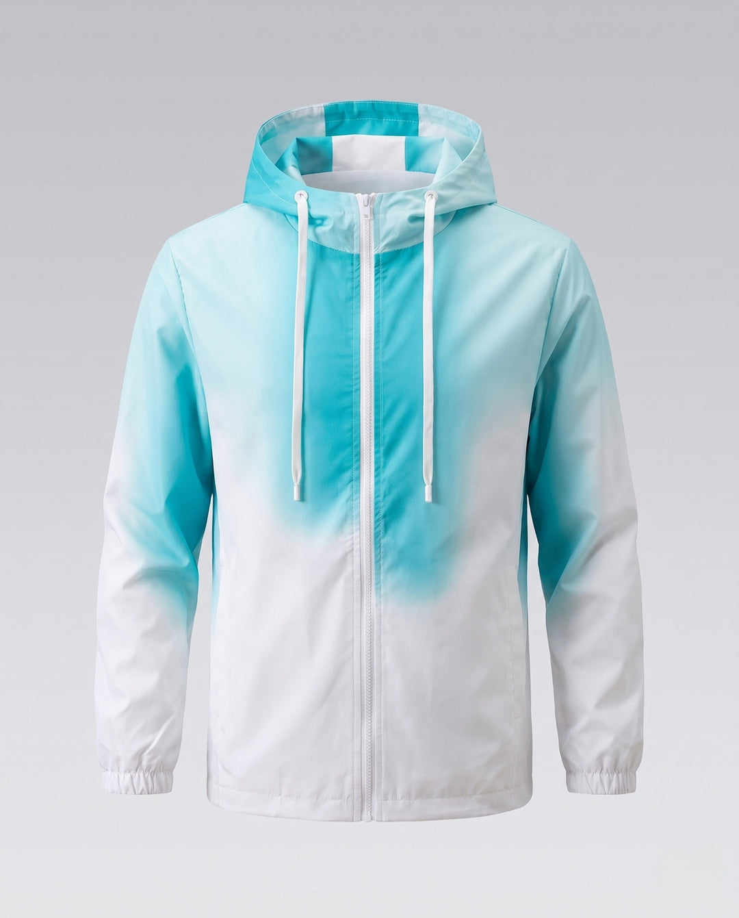 Unisex Gradient Lightweight Windbreaker with Hood, Drawstring &amp; Full Zip