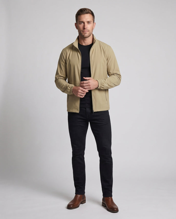 Unisex Ultra-Light Zip Transitional Jacket with Stand Collar, Zip Pockets &amp; Wind-Resistant Material
