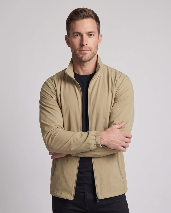 Unisex Ultra-Light Zip Transitional Jacket with Stand Collar, Zip Pockets &amp; Wind-Resistant Material
