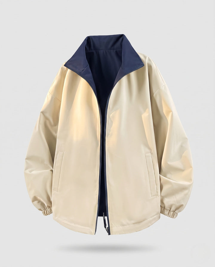 Unisex Reversible Transitional Jacket with High Collar, Zip &amp; Elastic Cuffs