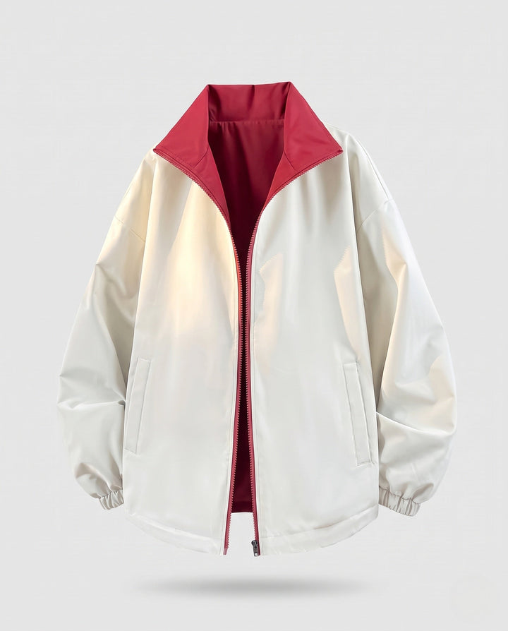 Unisex Reversible Transitional Jacket with High Collar, Zip &amp; Elastic Cuffs
