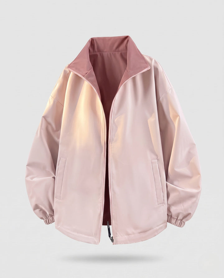 Unisex Reversible Transitional Jacket with High Collar, Zip &amp; Elastic Cuffs