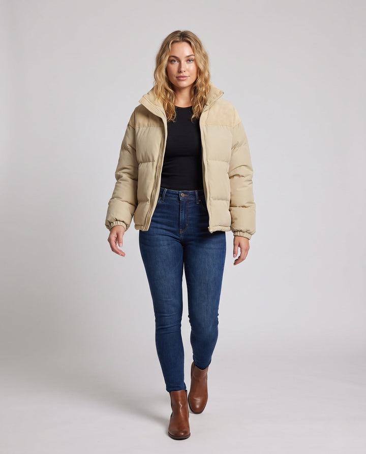 Ladies Fashion Down Jacket with High Collar
