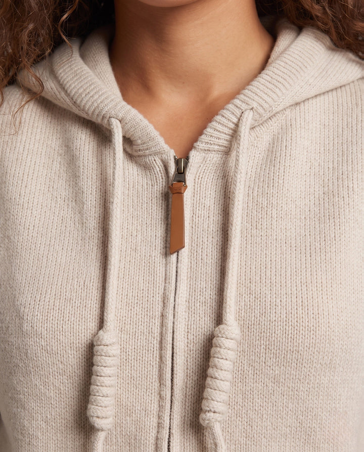 Ladies Sleeveless Hooded Knit Vest with Full Zip and Cashmere-like Softness