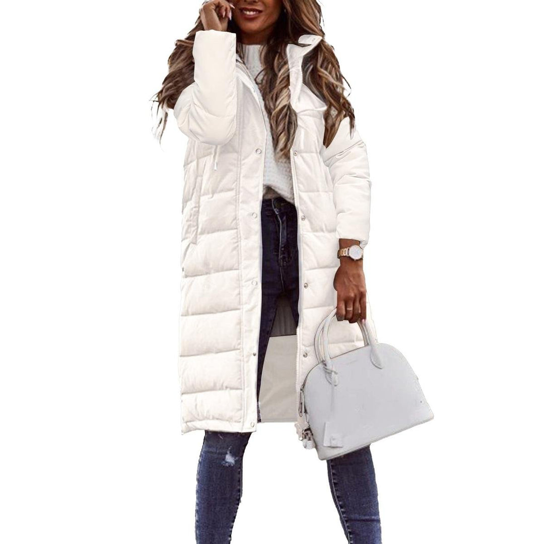 Quilted hooded long jacket winter for women
