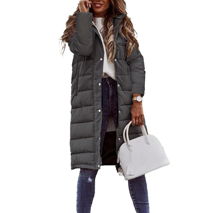 Quilted hooded long jacket winter for women