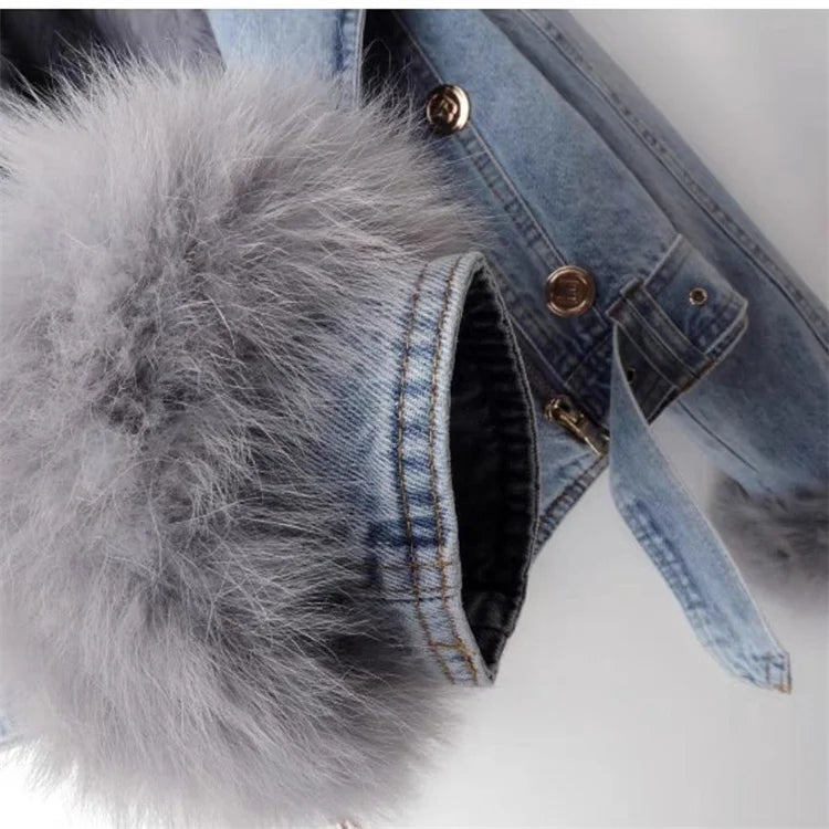 denim jacket with faux Fur collar