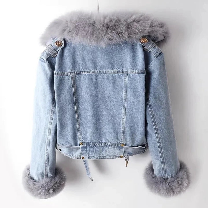denim jacket with faux Fur collar