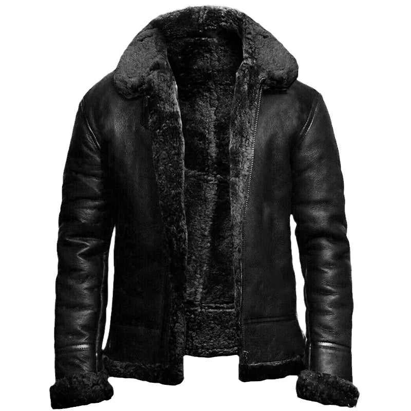 Leather winter coat