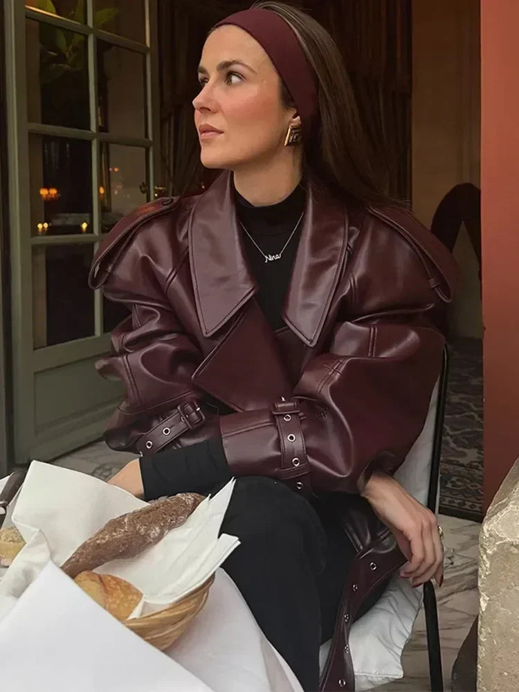 Jacket with leather leather