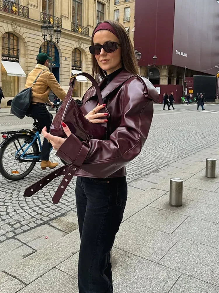 Jacket with leather leather