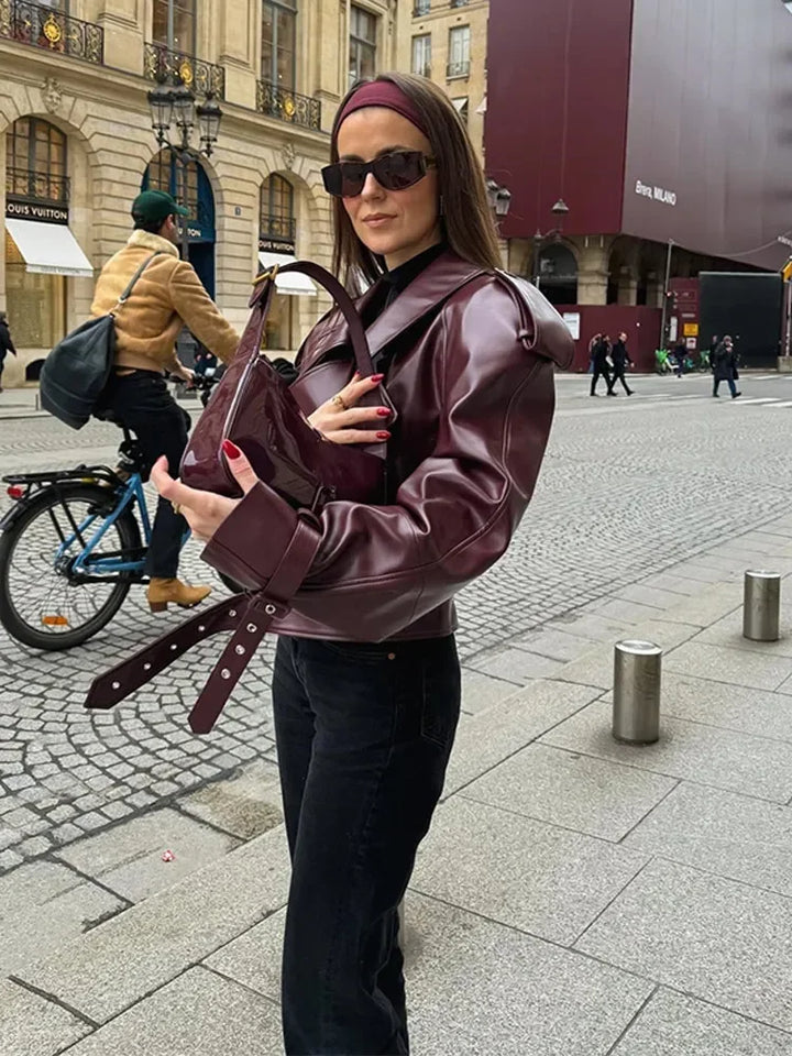 Jacket with leather leather