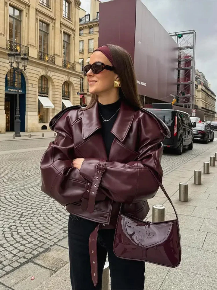 Jacket with leather leather
