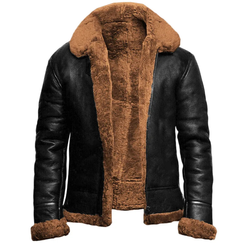 Leather winter coat