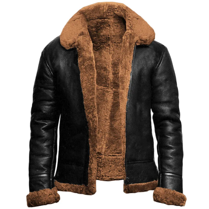 Leather winter coat