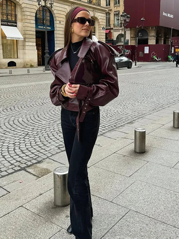 Jacket with leather leather