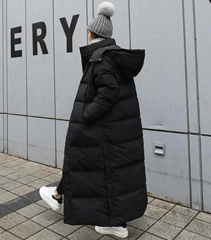 | Long Down Jacket with Hood for Women