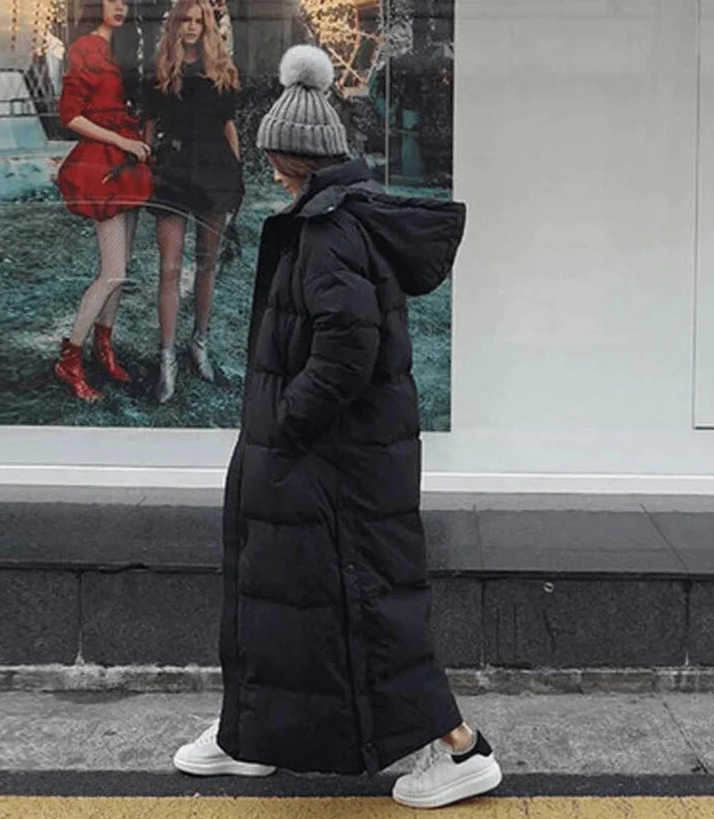 | Long Down Jacket with Hood for Women