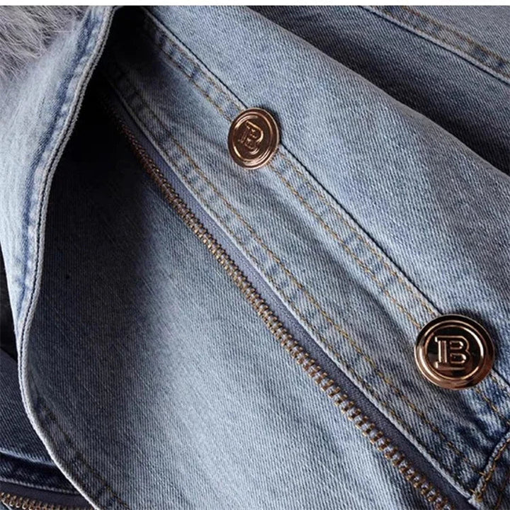 denim jacket with faux Fur collar