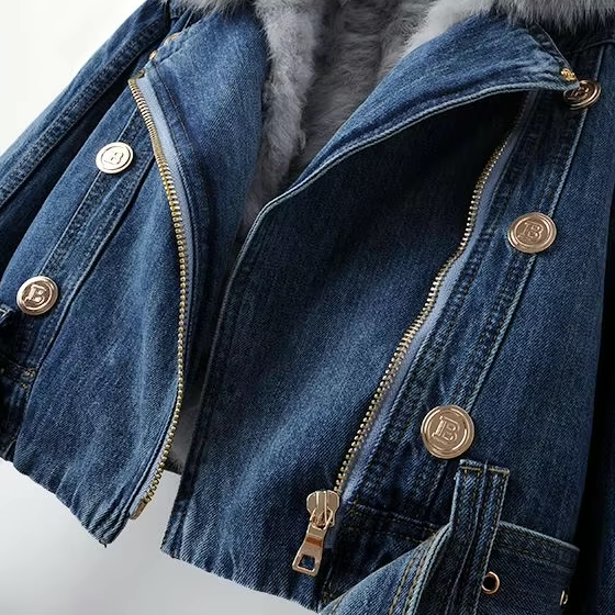 denim jacket with faux Fur collar