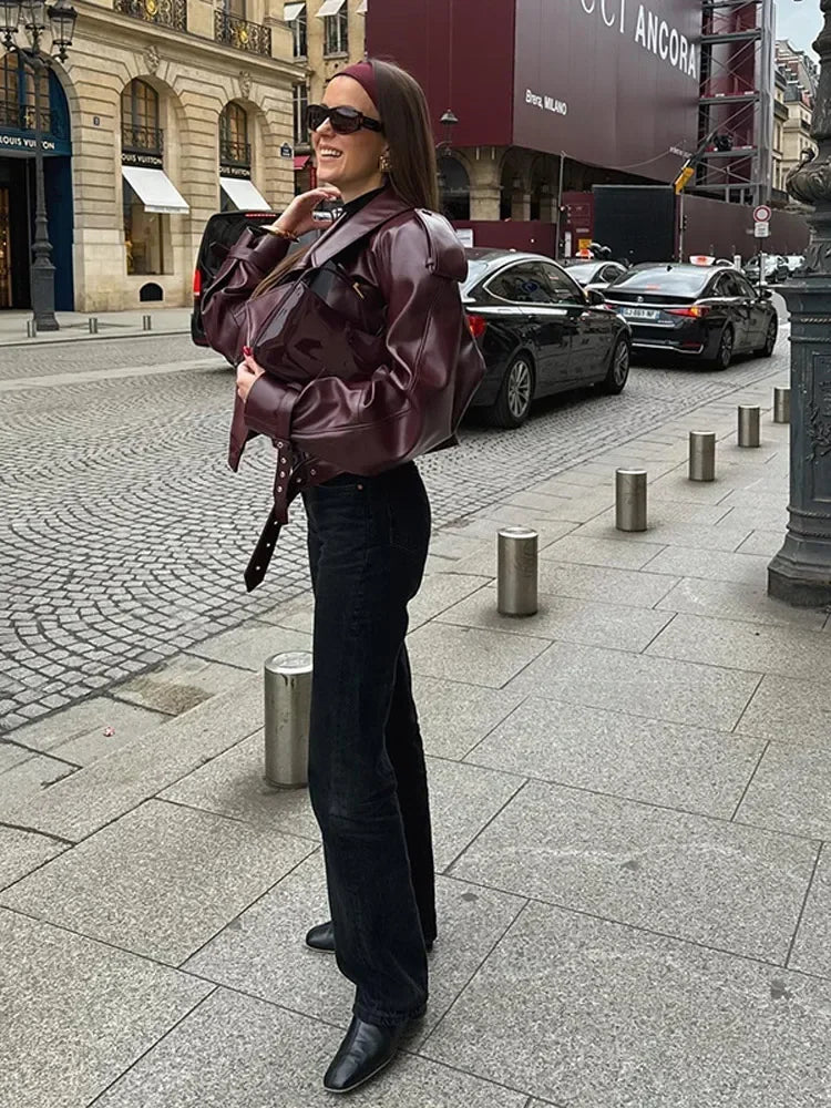Jacket with leather leather