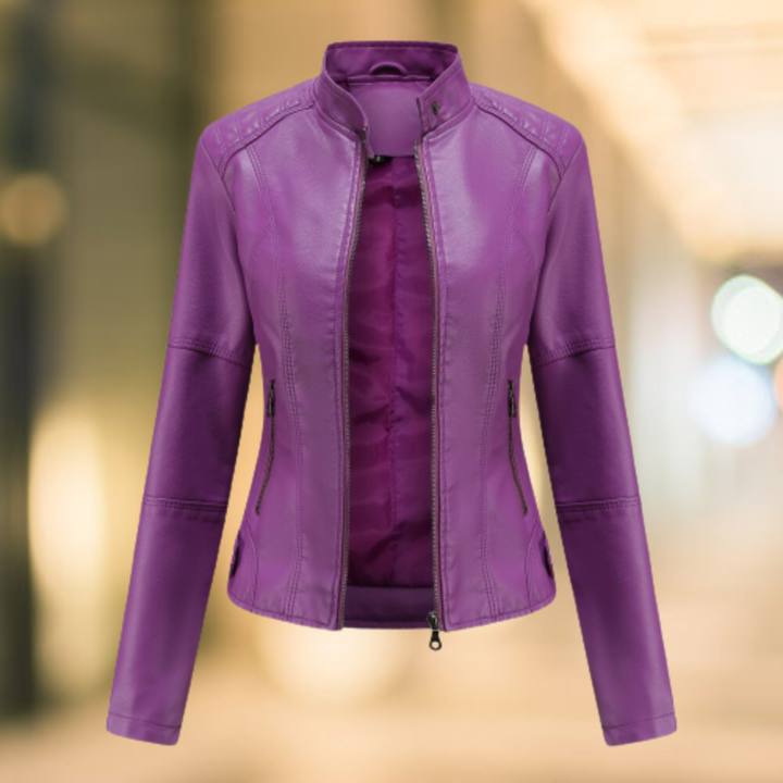 Elegant and stylish leather jacket with collar